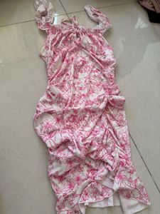 Chic Pink Floral Ruched Mini Dress