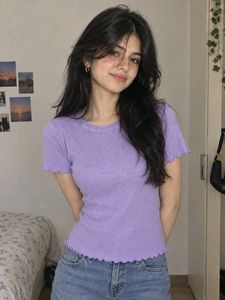 Lavender Ribbed Lettuce Hem Top