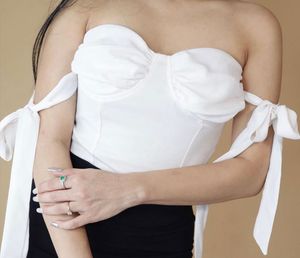 Chic White Corset Top with Tie Straps