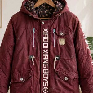 Men's Maroon Hooded Winter Jacket