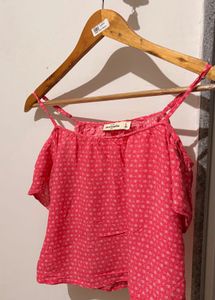 Abercrombie & Fitch Pink Floral Cold Shoulder Top