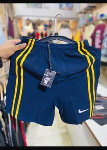 Men's Navy Blue Shorts with Yellow Stripes