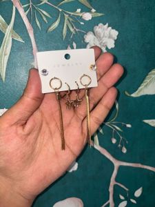 American Diamond &amp; Anti Tarnished Earrings Set