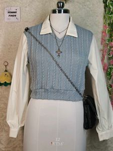 Shein Preppy Cable Knit Vest Top