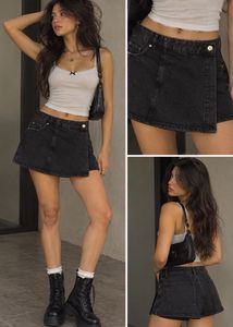 Black Denim Skort