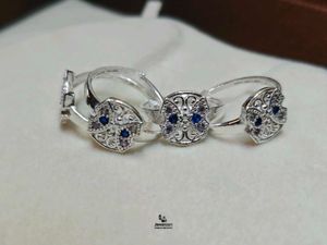 Elegant Pure Silver &amp; Blue Stone Toe Rings Set