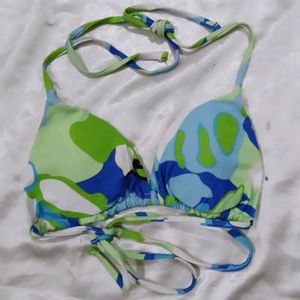 Vibrant Abstract Print Bikini Top