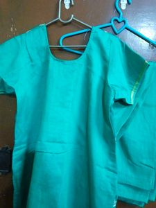 Teal Kurta Set with White Print