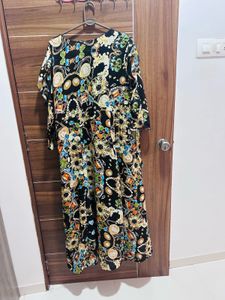Elegant Black Printed Maxi Dress