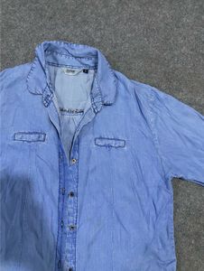 Denim Frayed Hem Shirt