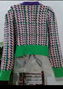 Chic Houndstooth Knit Cardigan
