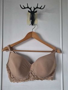 Clovia Nude Lace Trim Bra