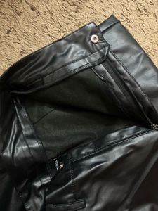 Black Faux Leather Wide Leg Pants