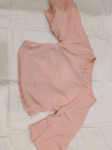 Elegant Pink Blouse with Pearl Detail