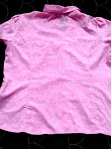Pink Embroidered Short Sleeve Shirt