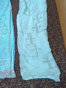 Elegant Sky Blue Embroidered Kurta and dupatta