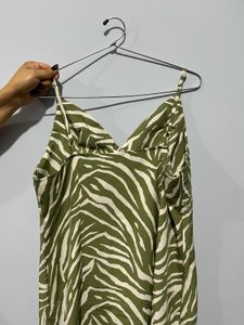 Green Zebra Print Slip Dress