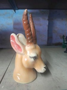 Vintage Antelope Head Ceramic Planter