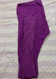 Purple Printed cotton Pant and Dupatta Set