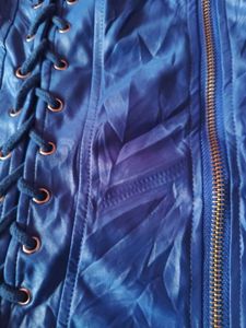 Edgy Blue Lace-Up Punk Corset Top