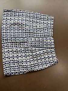 Chic Blue &amp; White Gingham Embroidered Skirt