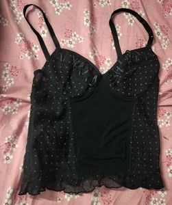 Black Polka Dot Corset Camisole
