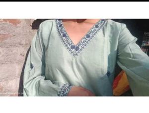 Elegant Light green Kurta with Intricate Neckline