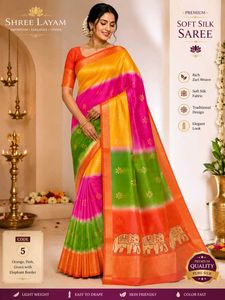 Vibrant Elephant Print Saree