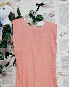 Peach Embroidered Kurti Dress