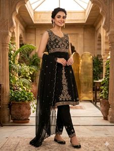 Elegant Black Embroidered Kurta Set