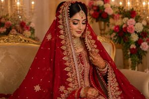 Bridal Red Heavy Embroidered Dupatta