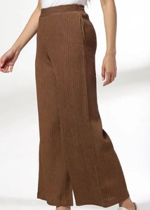 Pleated Brown Wide Leg Pants