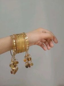 Gold-tone Kada Bangles with Tassels