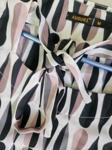 Patterned Tie-Neck Top