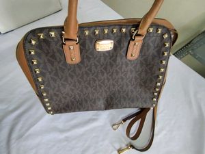 Michael Kors Studded Monogram Dome Satchel Bag