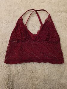 Burgundy Lace Halter Bralette