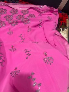Elegant Pink Embroidered Saree