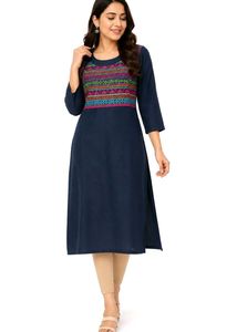 Stylish Navy Embroidered Dress