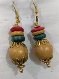 Earings With Wooden Beads