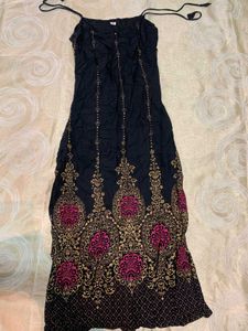 Elegant Black Kurti with Gold &amp; Red Embellishments
