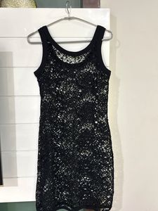Black Crochet Mini Dress