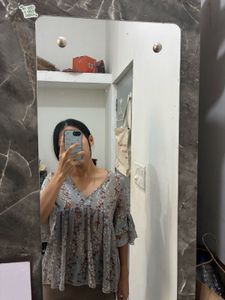 Sheer Floral Print Blouse