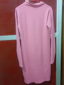 SHEIN Pink Collared Ribbed Dress
