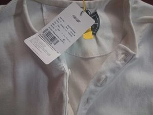 Men's White Ribbed Henley T-Shirt