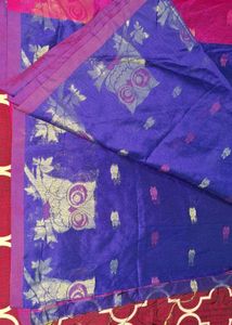 Blue & Pink Handloom Saree Absolutely New