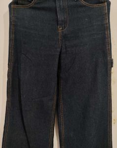 Dark Wash Wide Leg Cargo Jeans
