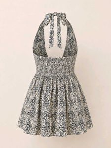 Boho Floral Halter Neck Mini Dress