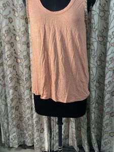 Beige Tank Top with Embellished Shoulders