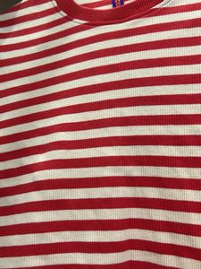 Red and White Striped Crop T-Shirt