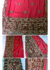 Embellished Red Silk Saree